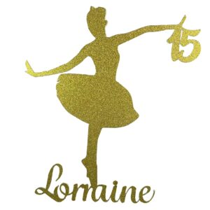Ballerina Birthday Party Double Sided Glitter Cake Topper Style 3
