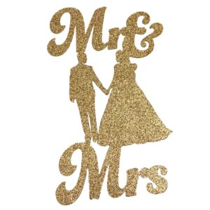 Mr. and Mrs. Bride Groom Bridal Wedding Glitter Cake Topper