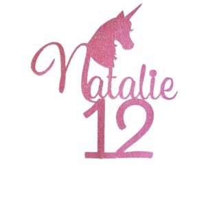 Unicorn Birthday Party Double Sided Glitter Cake Topper Style 2