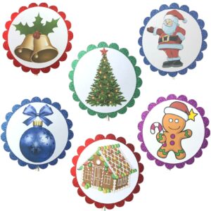 Christmas Winter Birthday Party Cupcake Toppers Bells Santa Tree Ornament Gingerbread 02