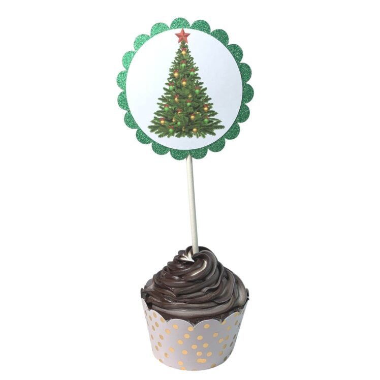 Christmas Winter Birthday Party Cupcake Toppers Bells Santa Tree Ornament Gingerbread 02