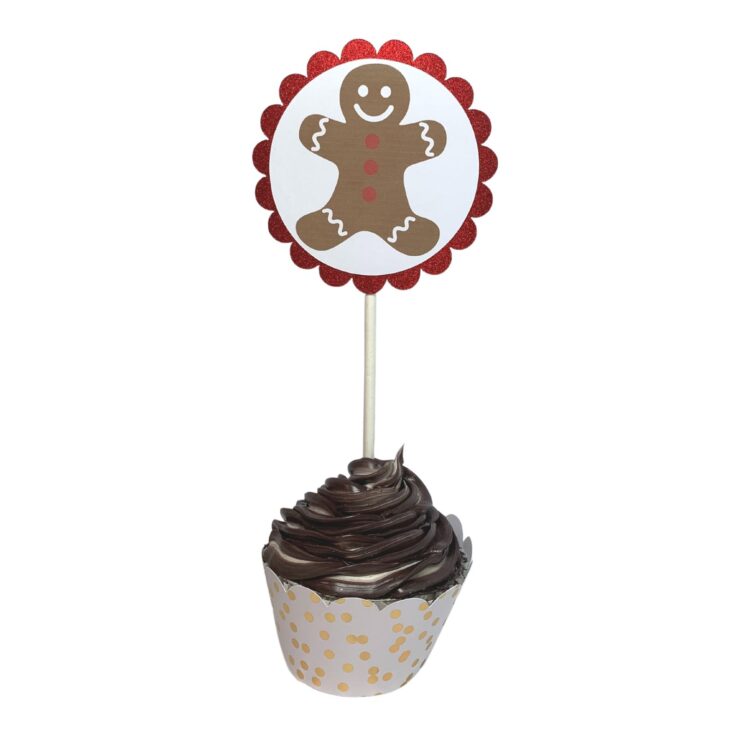 Christmas Winter Birthday Party Cupcake Toppers Candy Canes Gingerbread Reindeer Ornament Penguin 03