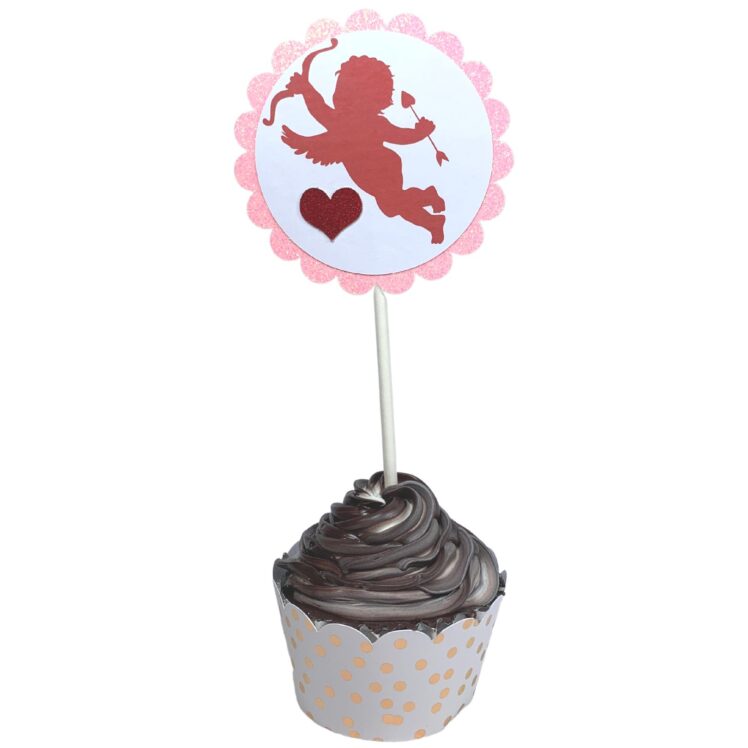 Valentines February Birthday Party Cupcake Toppers Cupids Teddy Bears Hearts I Love You Beautiful Rose Set 02