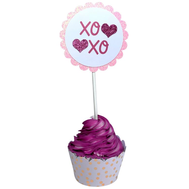 Valentines February Birthday Party Cupcake Toppers Be Mine XOXO Love Cupid Teddy Bear Heart Balloons Set 03