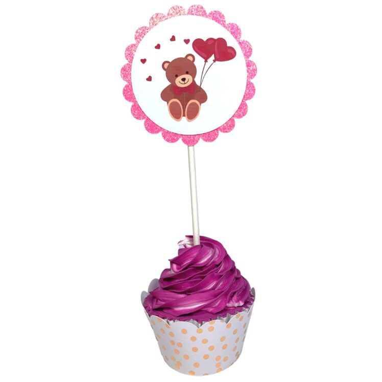 Valentines February Birthday Party Cupcake Toppers Cupids Teddy Bear Balloon Hearts I Love You Beautiful Rose Set 04