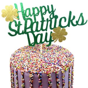 Maureen McCullough Designs Happy St. Patrick's Day Gold Shamrock Clover Cake Topper