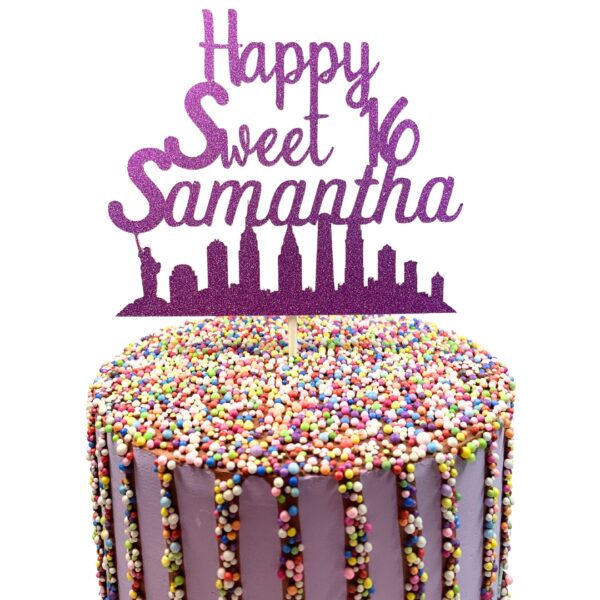 Maureen McCullough Designs NYC New York City Birthday Sweet 16 Personalized Cake Topper