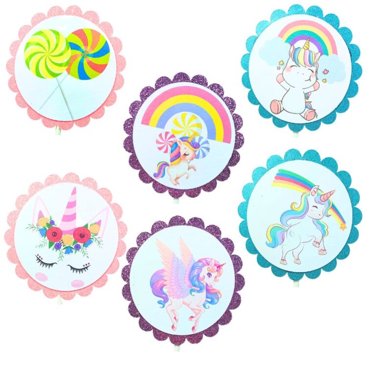 Maureen McCullough Designs Unicorns and Lollipops Cupcake Toppers