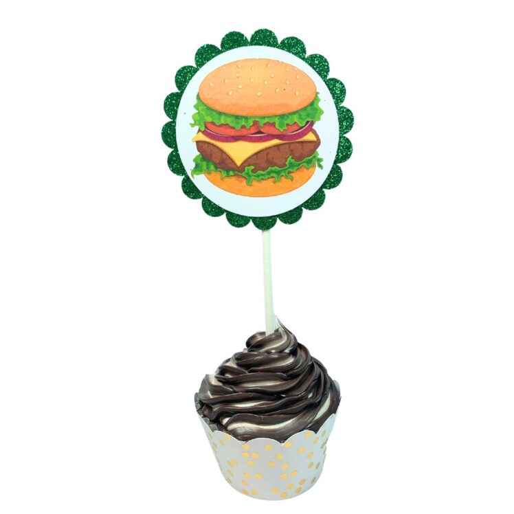 Maureen McCullough Designs Taco Pizza Hamburger Hot Dogs Cupcake Toppers