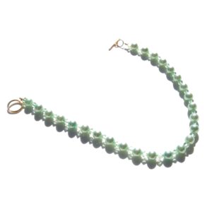 Mint Green Pearls Crystals Beaded Ankle Bracelet 14 Karat Gold Anklet 9