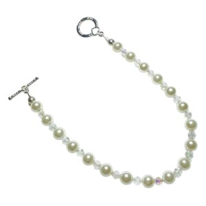 Cream Pearls Aurora Borealis Crystals Beaded Bracelet
