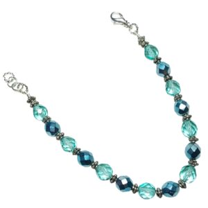 Aquamarine Teal Blue Crystal Beaded Bracelet