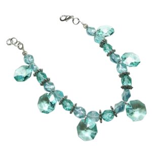 Aquamarine Crystal Chandelier Prism Beaded Bracelet