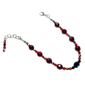 Ruby Red Jet Black Crystal Beaded Bracelet