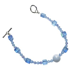 Blue Lace Agate Gemstone Crystal Beaded Bracelet