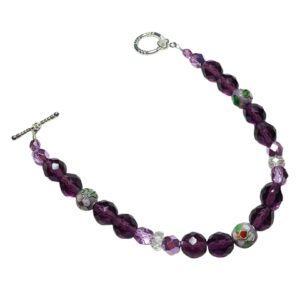 Purple Amethyst Cloisonne Crystal Beaded Bracelet