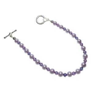 Lavender Pearl Medium Amethyst Aurora Borealis Crystal Beaded Bracelet