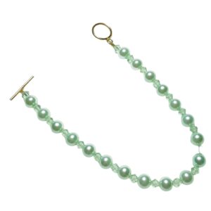 Mint Green Pearls Chrysolite Crystals Beaded Bracelet 14K