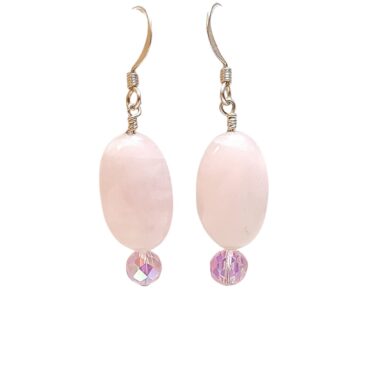 Natural Rose Quartz Gemstone Pink Crystal Beaded Dangle Drop Earrings