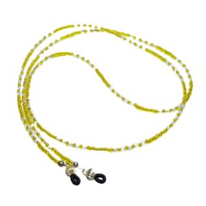 Lemon Yellow Aurora Borealis Beaded Eyeglass Chain