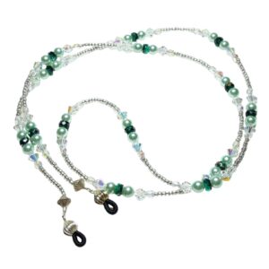 Mint Green Pearls Aurora Borealis Beaded Eyeglass Chain