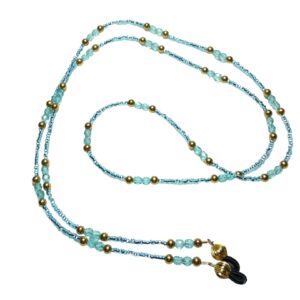 Sky Blue Crystals 14K Gold Accent Beaded Eyeglass Chain