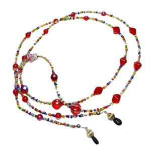 Playful Fun Multicolor Red Butterfly Beaded Eyeglass Chain