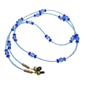 Shades of Sapphire Blue Crystal 14K Gold Accent Beaded Eyeglass Chain