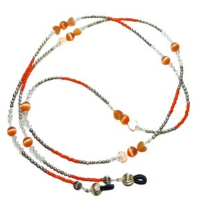 Orange Cats Eye Hearts Beaded Eyeglass Chain