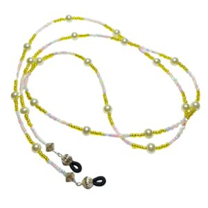 Lemon Yellow Cotton Candy Pearls Beaded Eyeglass Chain