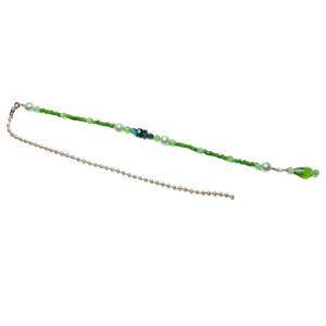 Emerald Green Mint Green Pearls Beaded Fan Pull Light Pull Silver Ball Chain