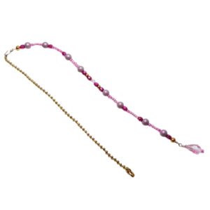 Shades of Pink Fuchsia Mauve Beaded Fan Pull Light Pull Brass Ball Chain