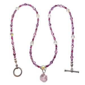 Shades of Pink and Fuchsia Crystals Single Strand Statement Necklace