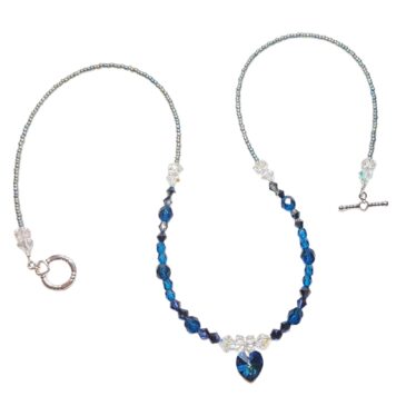 Blue Zircon Crystals Single Strand Statement Necklace Earrings Set