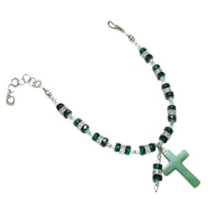 Stunning Emerald Green Crystals Rosary Bracelet Divine Mercy Chaplet