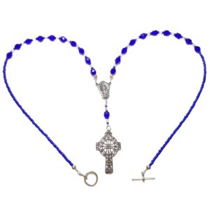 Dark Sapphire Blue Crystal Beaded Rosary Necklace