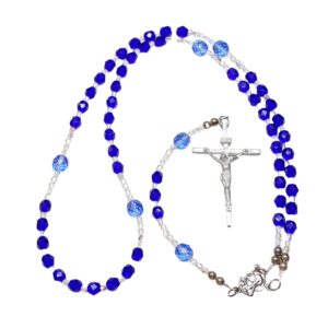Shades of Sapphire Blue Crystal Rosary Beads Christian Catholic