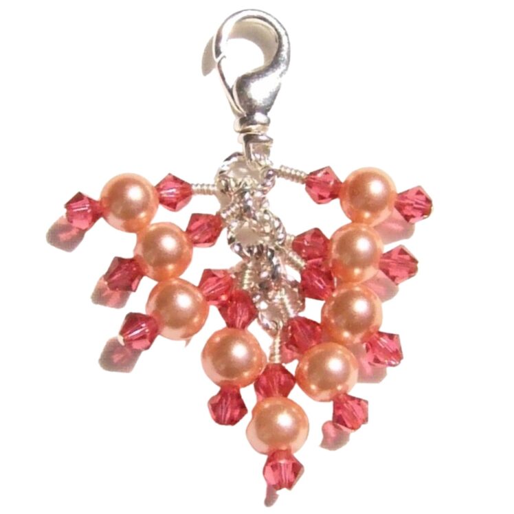 Beaded Purse Handbag Charm Zipper Pull Peach Pearls Padparadscha Crystals
