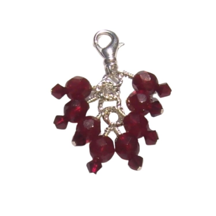 Beaded Purse Handbag Charm Zipper Pull Garnet Red Crystal