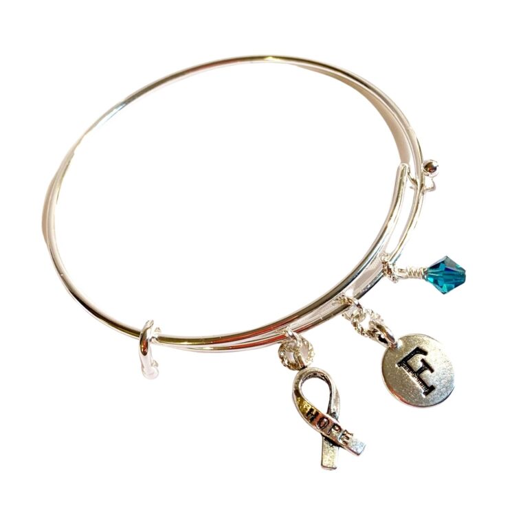 Cancer Personalized with Charm Initial Cancer Color Crystals Bangle Bracelet Style 1